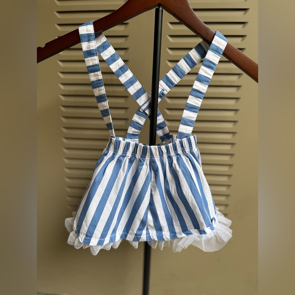 Peanuts Blue and White Striped Suspender Dress